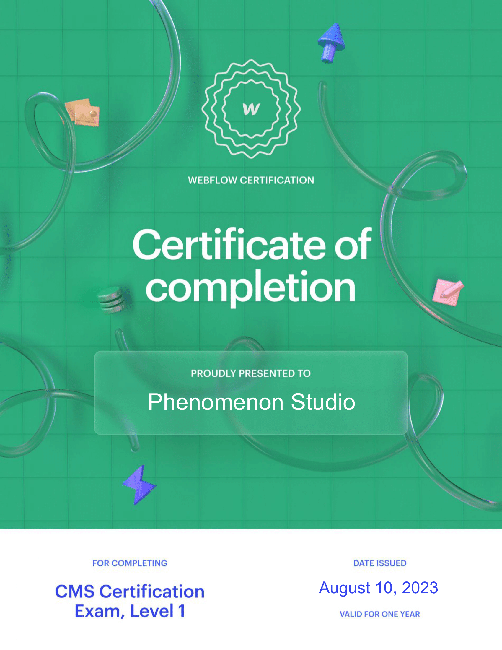 Phenomenon has received newly released Webflow certificates - Photo 1