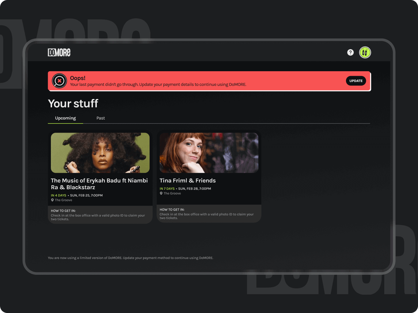 DoMore — mobile redesign for a ticket subscription platform - Website Development - Photo 17