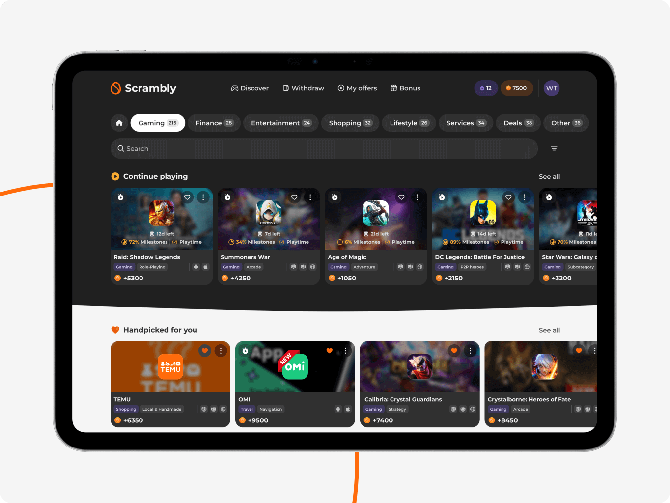 Scrambly – rewarded discovery platform for games and apps - Website Development - Photo 2