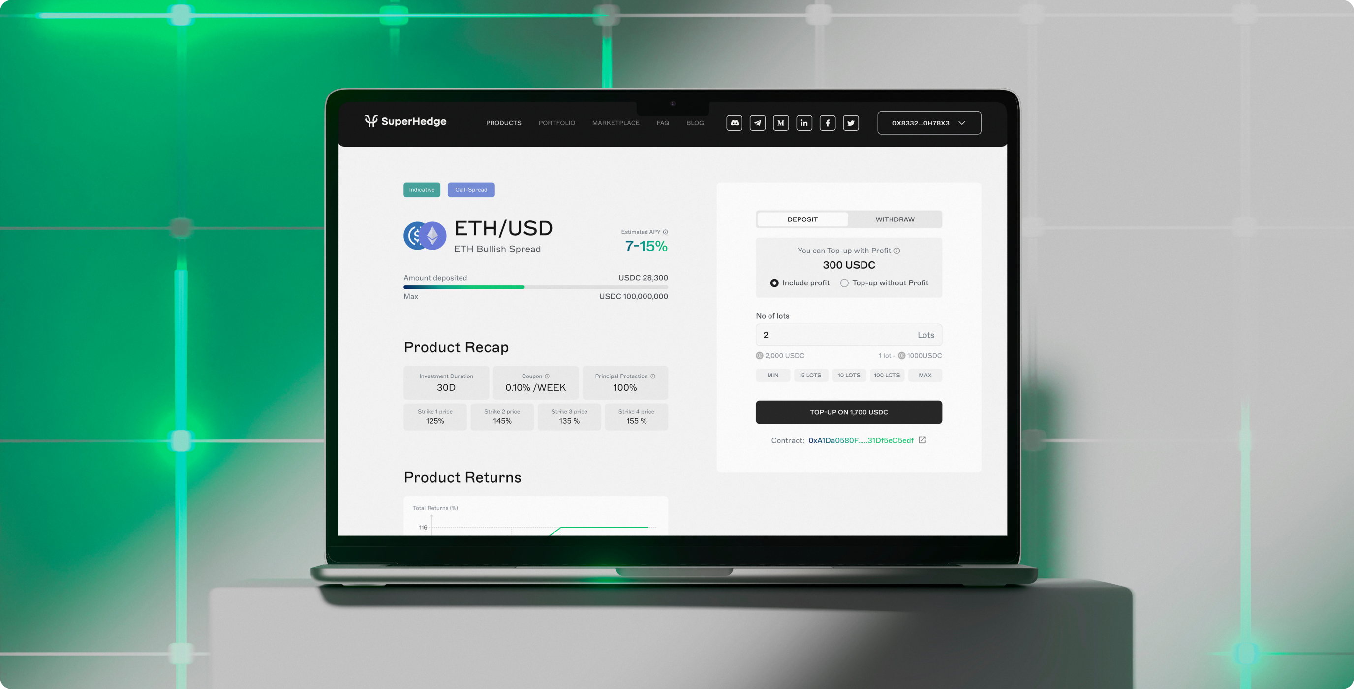 SuperHedge – principal-protected DeFi structured vaults - Website Development - Photo 1