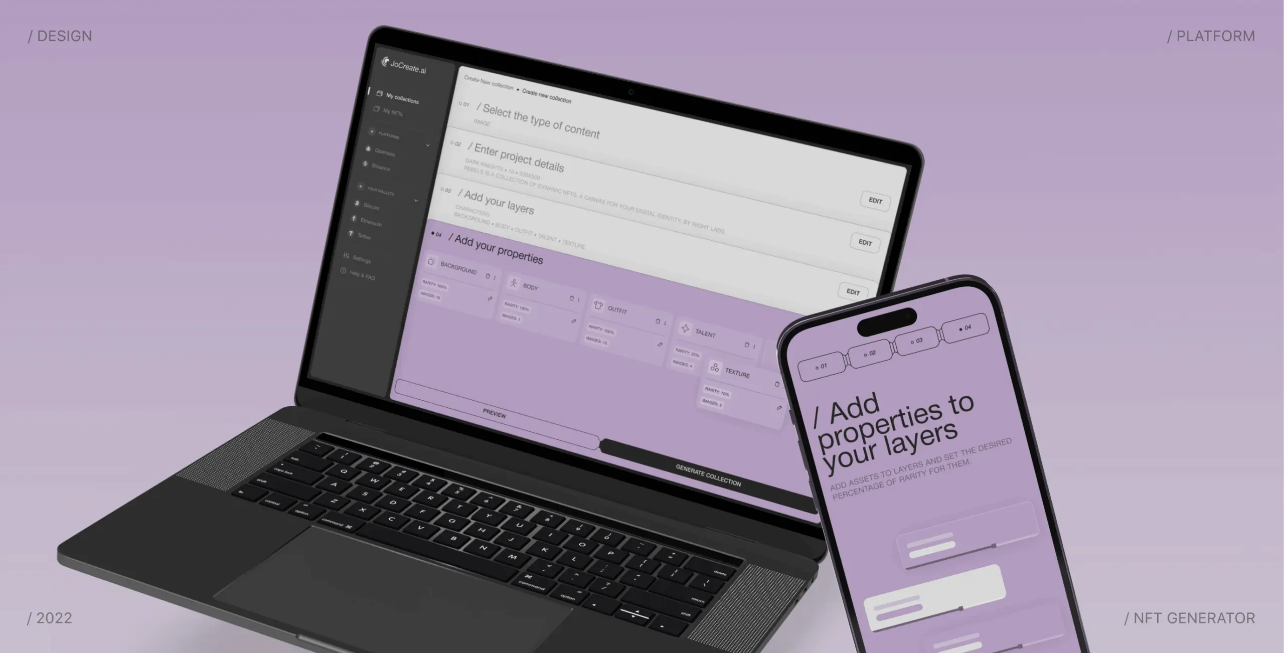 JoCreate – application for creating NFT collections - Website Development - Photo 1