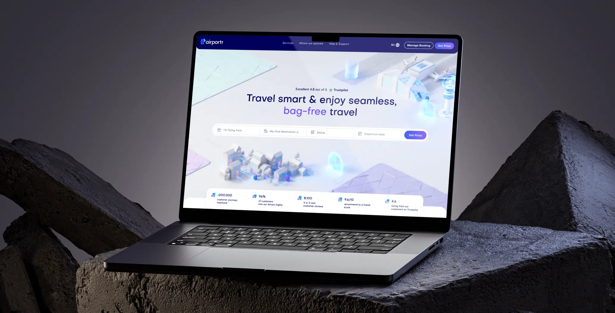 Airportr 2.0 – luggage carrying service website redesign - Website Development - Photo 1