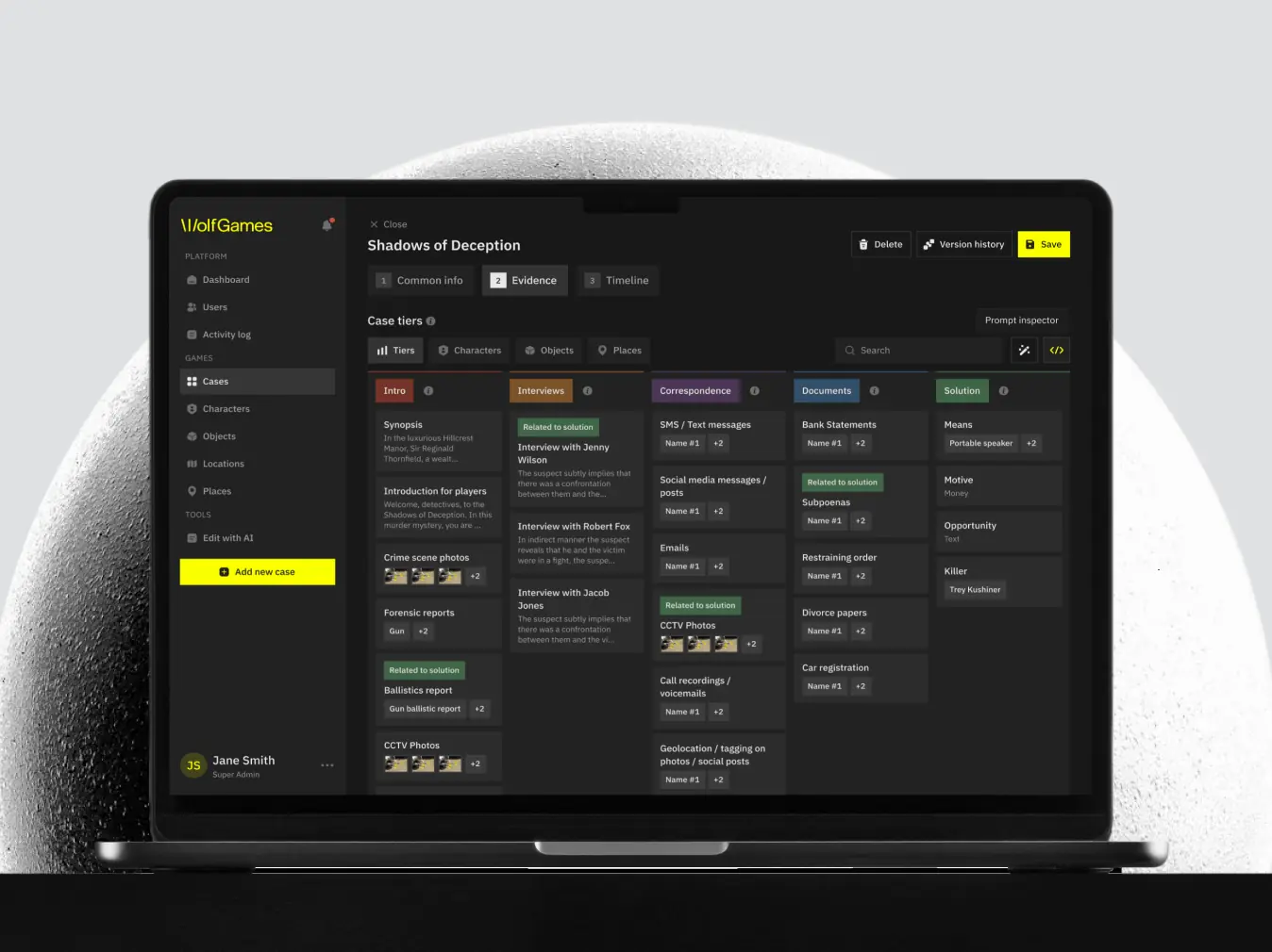 Wolf Games case maker studio – AI-<wbr>driven crime story creation - image cover