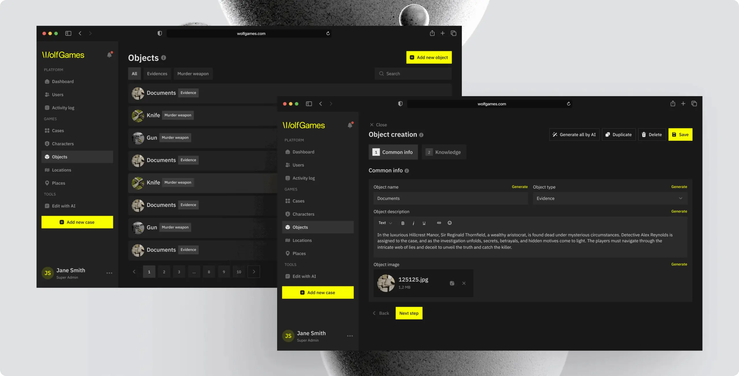 Wolf Games case maker studio – AI-<wbr>driven crime story creation - Website Development - Photo 7