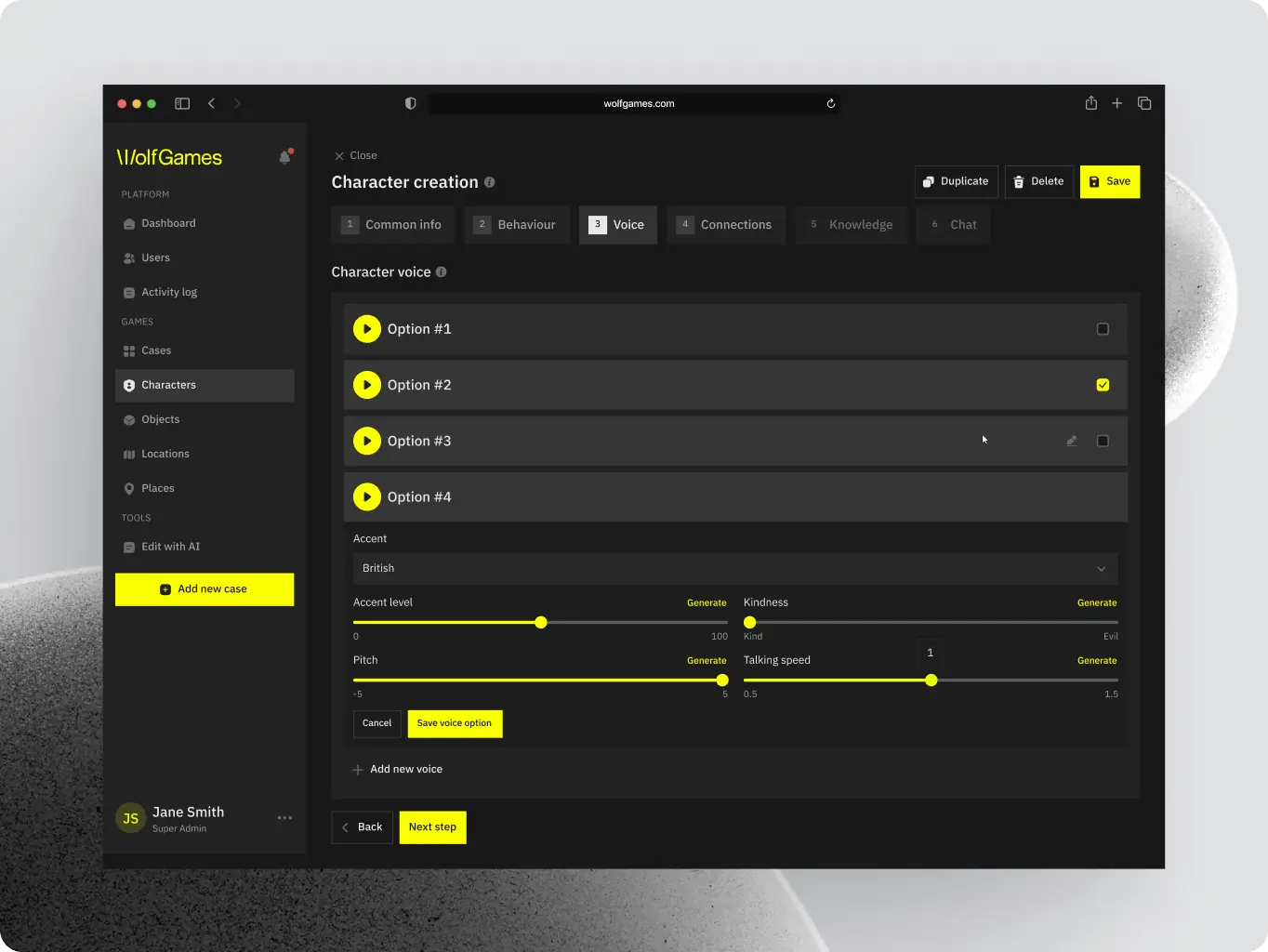 Wolf Games case maker studio – AI-<wbr>driven crime story creation - Website Development - Photo 5